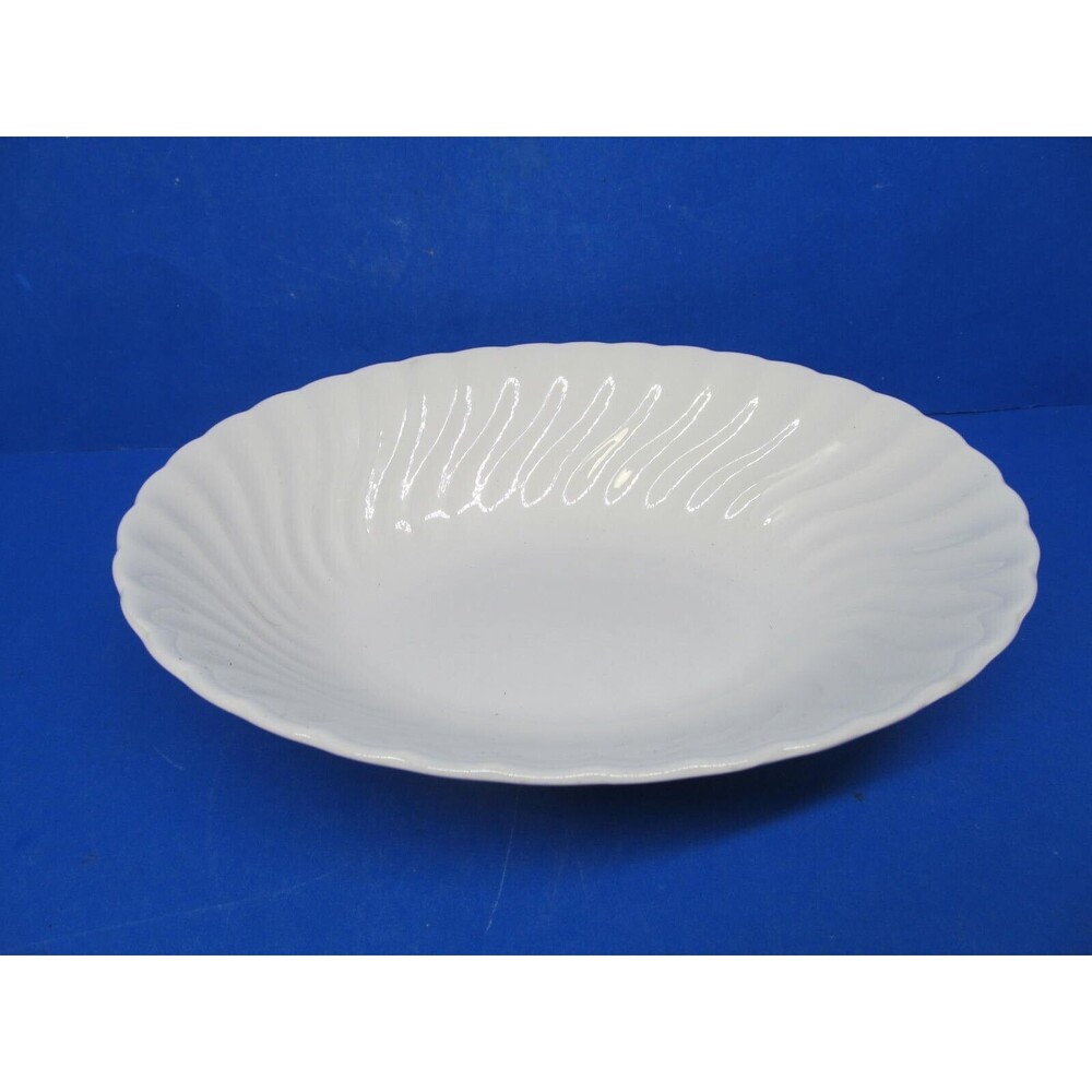 Johnson Brothers Regency White Swirl Ironstone 9" X 7" Oval Serving Bowl